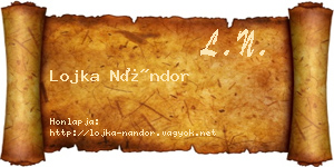 Lojka Nándor névjegykártya